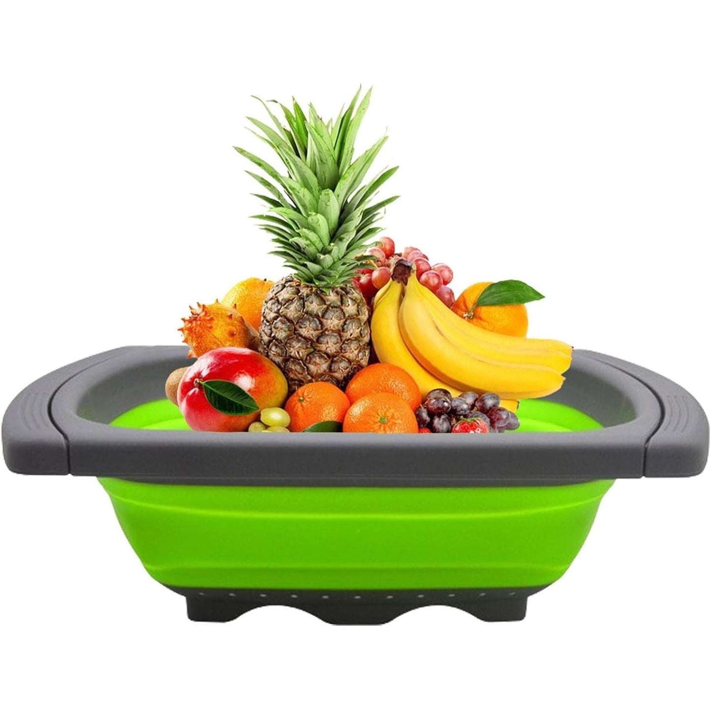 Cos de Scurgere Retractabil pentru Chiuveta, Klevo, cu Filtru, pentru Fructe si Legume, de Uz Casnic, 39x12 cm, Design Extensibil pana la 61 cm, cu Manere de Prindere, Verde