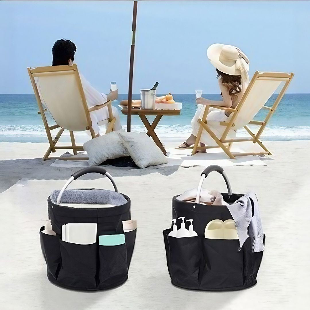Geanta Cos pentru Scule de 17L, Klevo, Buzunare Exterioare, Cos de Picnic Portabil, Cos pentru Plaja, Cos pentru Curatenie, din Material Oxford 600 D, 28 x 28 x 28 cm, Negru