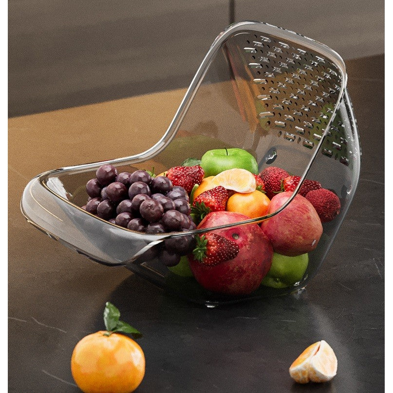 Cos de Spalat Legume/Fructe, Klevo, cu Scurgere Apa, din PET, 15.5 x 18.6 x 16.2 cm, Transparent