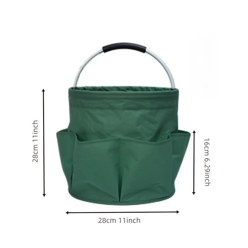 Geanta Cos pentru Scule de 17L, Klevo, Buzunare Exterioare, Cos de Picnic Portabil, Cos pentru Plaja, Cos pentru Curatenie, din Material Oxford 600 D, 28 x 28 x 28 cm, Verde