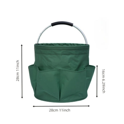 Geanta Cos pentru Scule de 17L, Klevo, Buzunare Exterioare, Cos de Picnic Portabil, Cos pentru Plaja, Cos pentru Curatenie, din Material Oxford 600 D, 28 x 28 x 28 cm, Verde