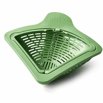 Cos Scurgere Chiuveta, Klevo, Strecuratoare Triunghiulara pentru Bucatarie, Suport Depozitare, Cos Perforat, Clatire cu Jet de Apa, 23 x 9.5x 6 cm, Verde