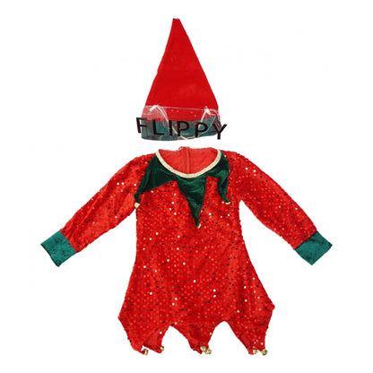 Costum Craciun, Klevo, Spiridus, rosu,  10 - 13 ani, catifea