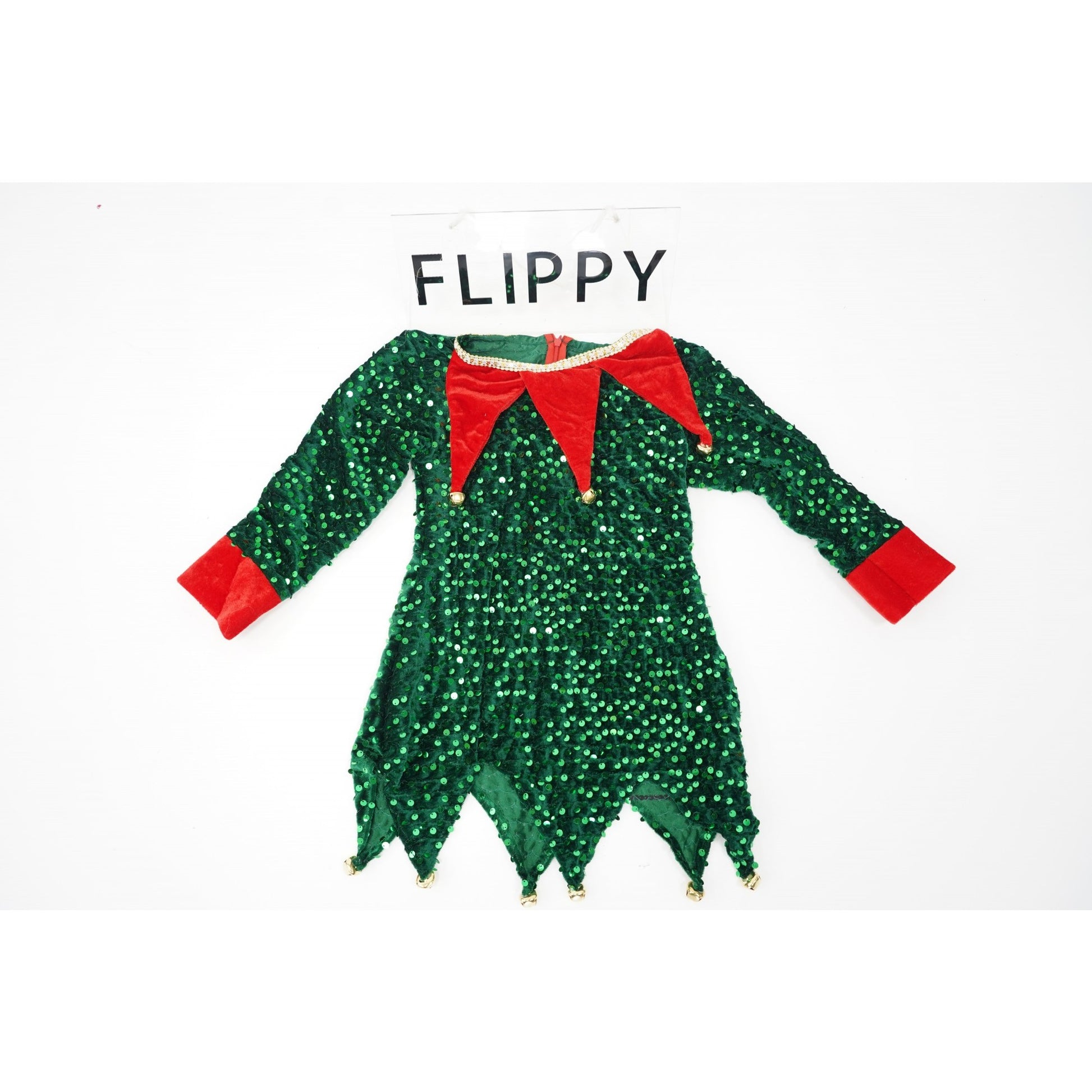 Costum Craciun, Klevo, Spiridus, rosu-verde,  7 - 9 ani, catifea
