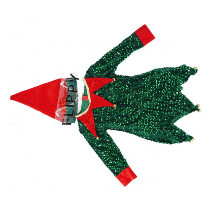 Costum Craciun, Klevo, Spiridus, rosu-verde,  7 - 9 ani, catifea