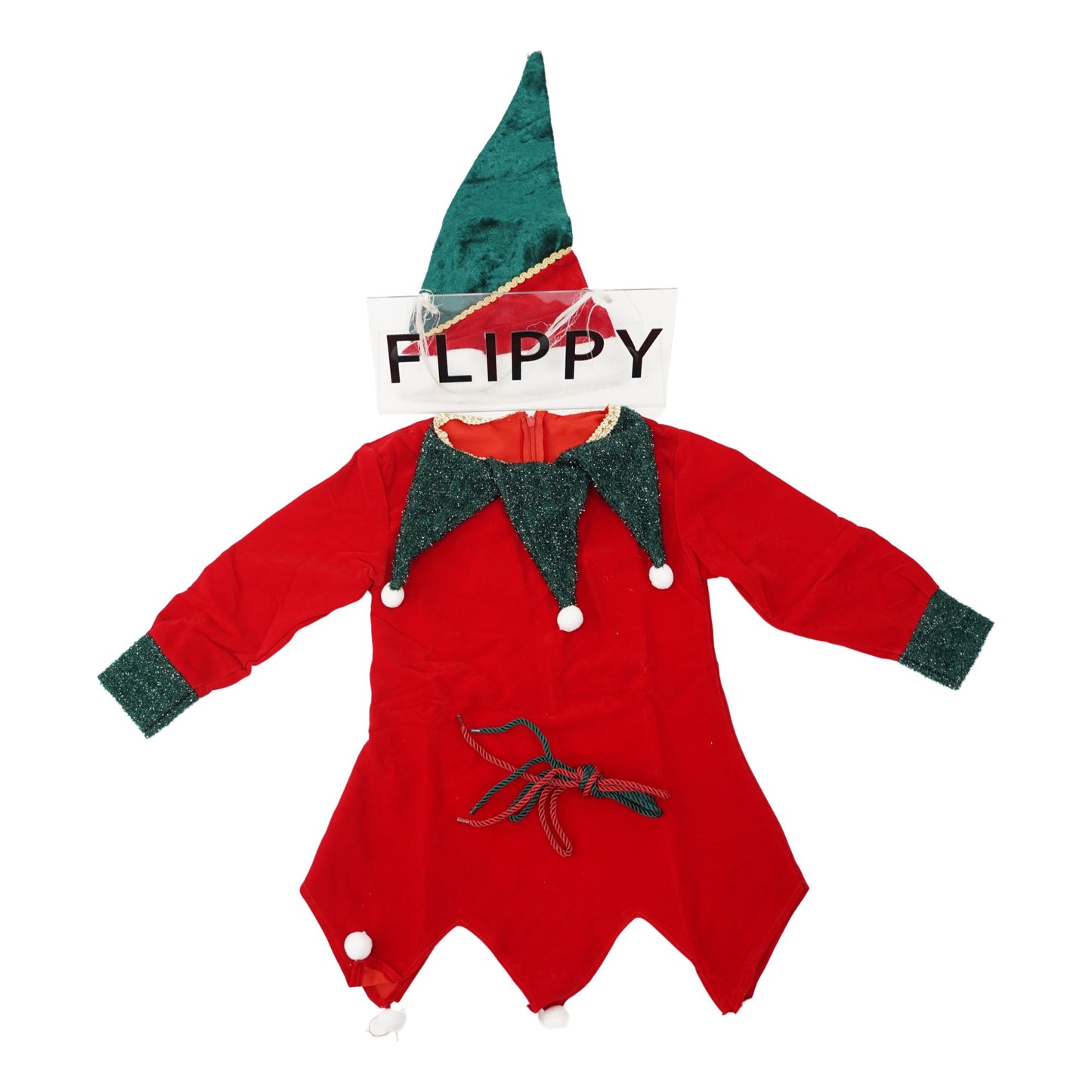 Costum Craciun pentru Fetite, Klevo, Spiridus, rosu, 4 - 6 ani, catifea