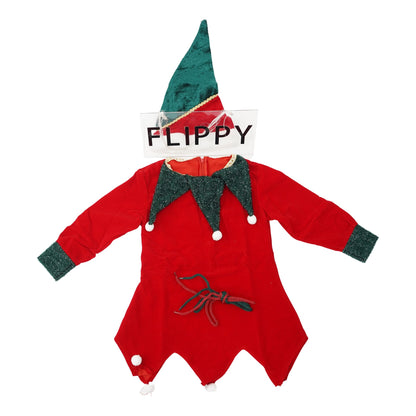 Costum Craciun pentru Fetite, Klevo, Spiridus, rosu, 4 - 6 ani, catifea
