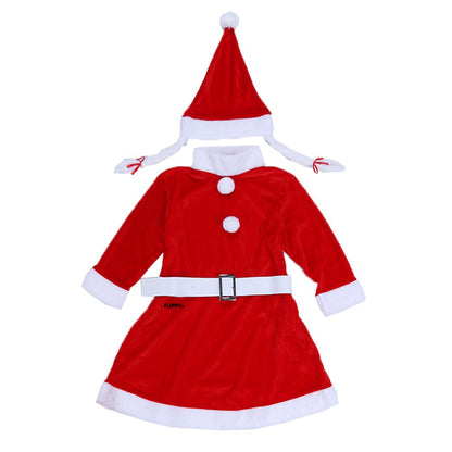 Costum Craciunita Klevo® Fata, 4-6 ani, 3 piese, Catifea