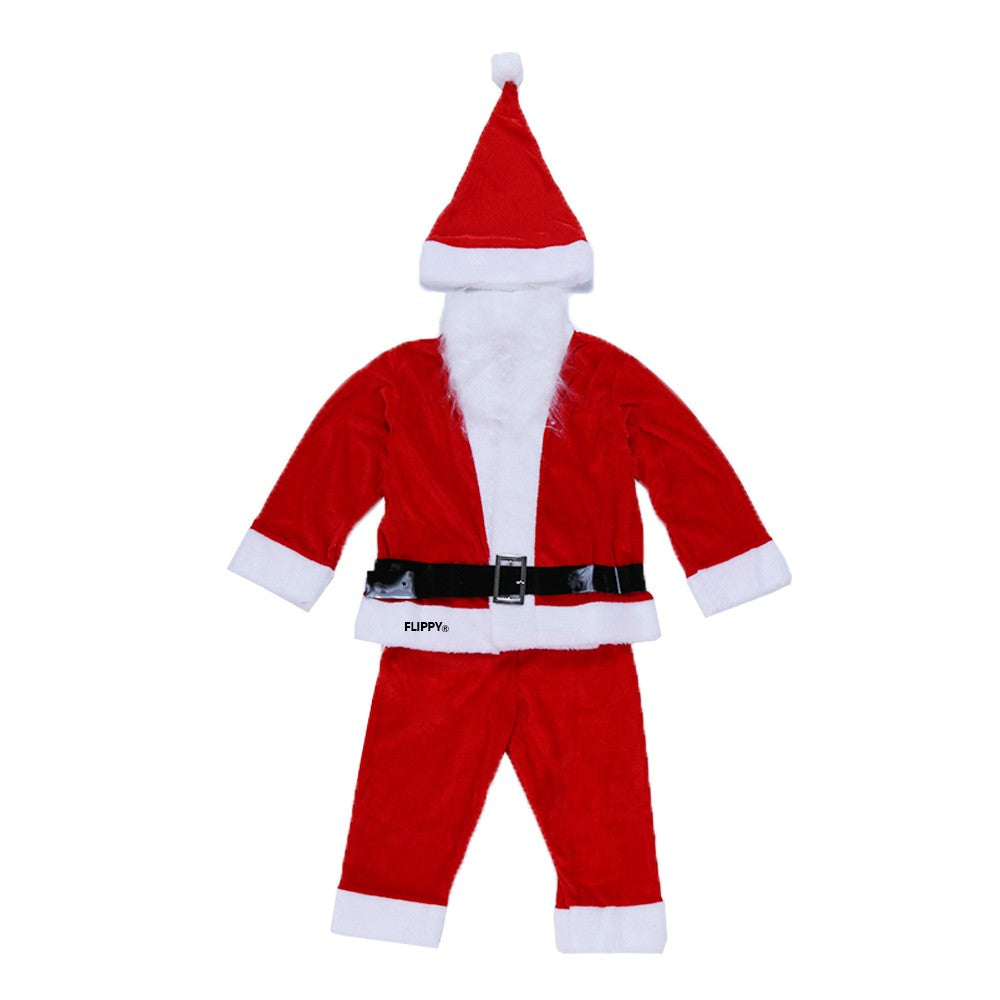 Costum Mos Craciun Klevo® Baiat, 1-3 ani, 5 piese, aproximativ 63 cm, Catifea