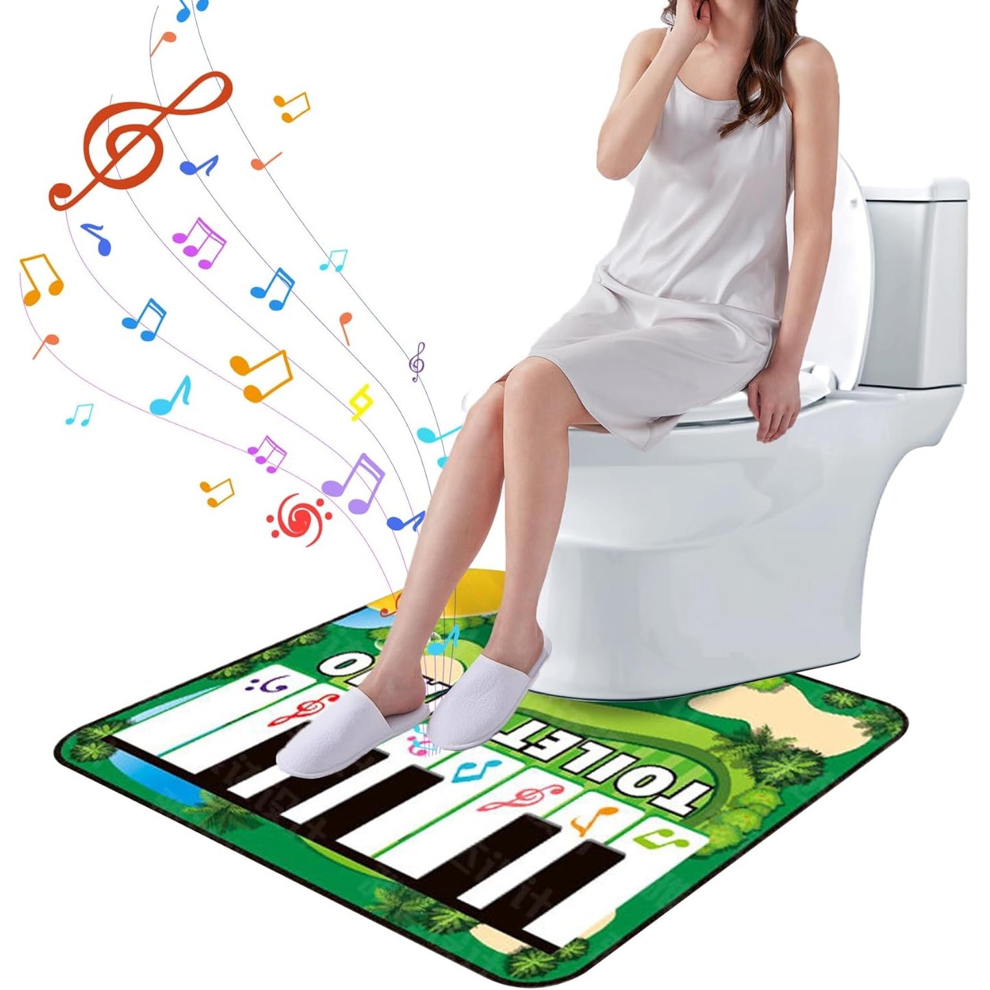 Covoras de Baie, Klevo, Model Pian Electric, Interactiv, 3 Moduri, +14 Ani, din Panza, cu Baterii, 60 x 48 cm, Verde
