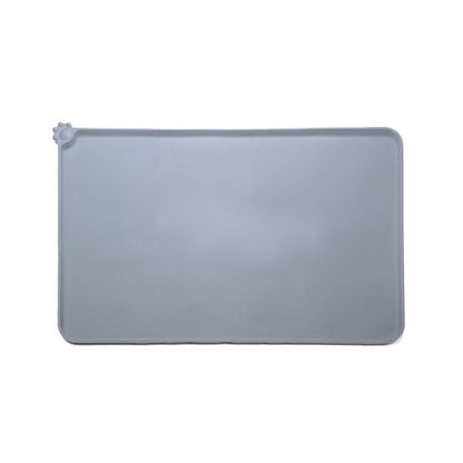Covoras din silicon pentru animale Klevo, pentru bol de apa si mancare, antiderapant, margini ridicate pentru a mentine apa, 48.5x30 cm, Gri