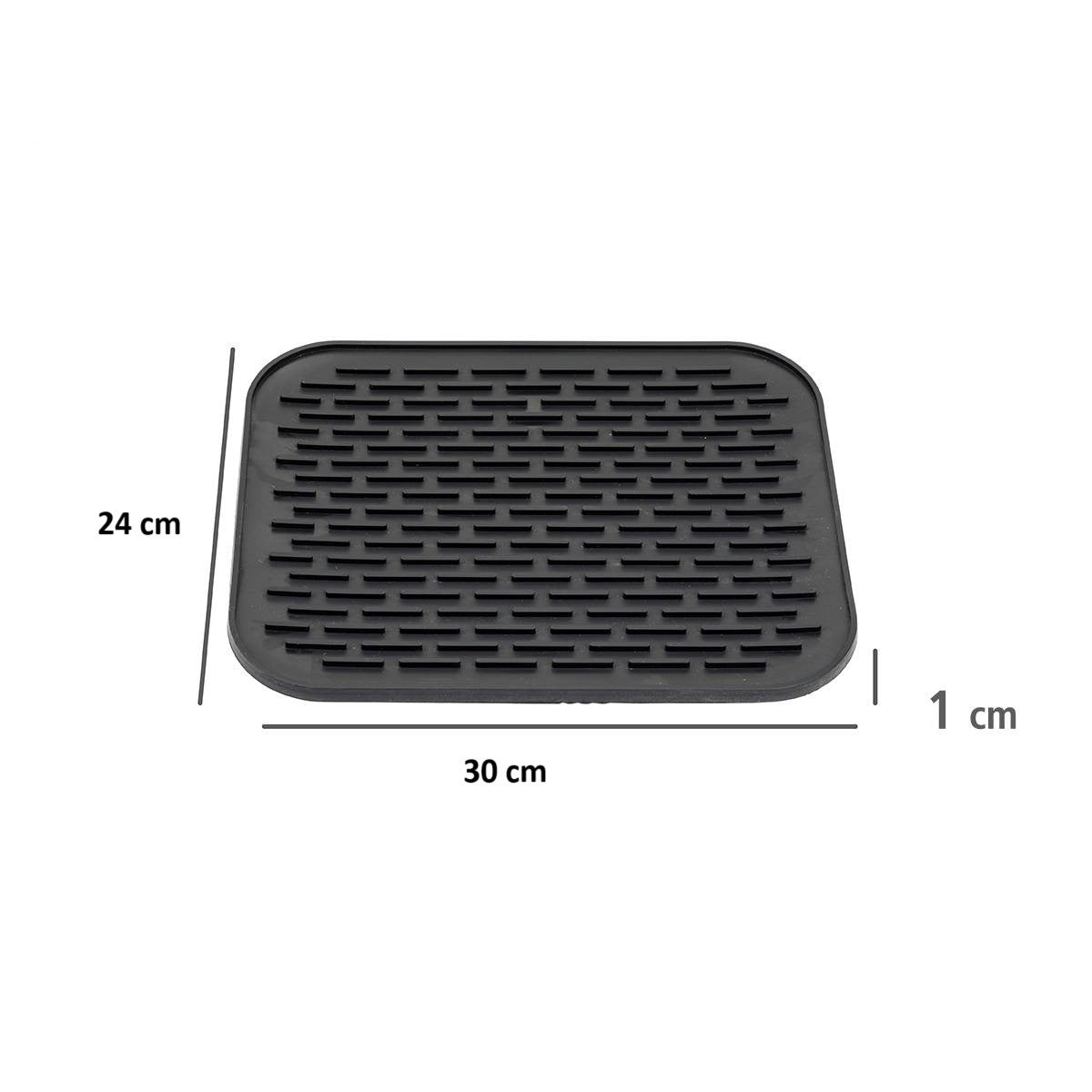 Covoras din Silicon pentru Scurgere Vase, Klevo, Uz Casnic, Rezistent la Temperaturi Ridicate, Izolator, 30x24 cm, Negru