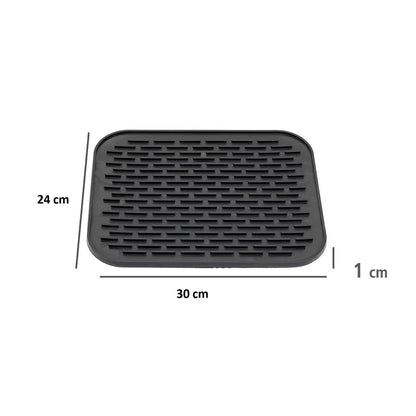 Covoras din Silicon pentru Scurgere Vase, Klevo, Uz Casnic, Rezistent la Temperaturi Ridicate, Izolator, 30x24 cm, Negru
