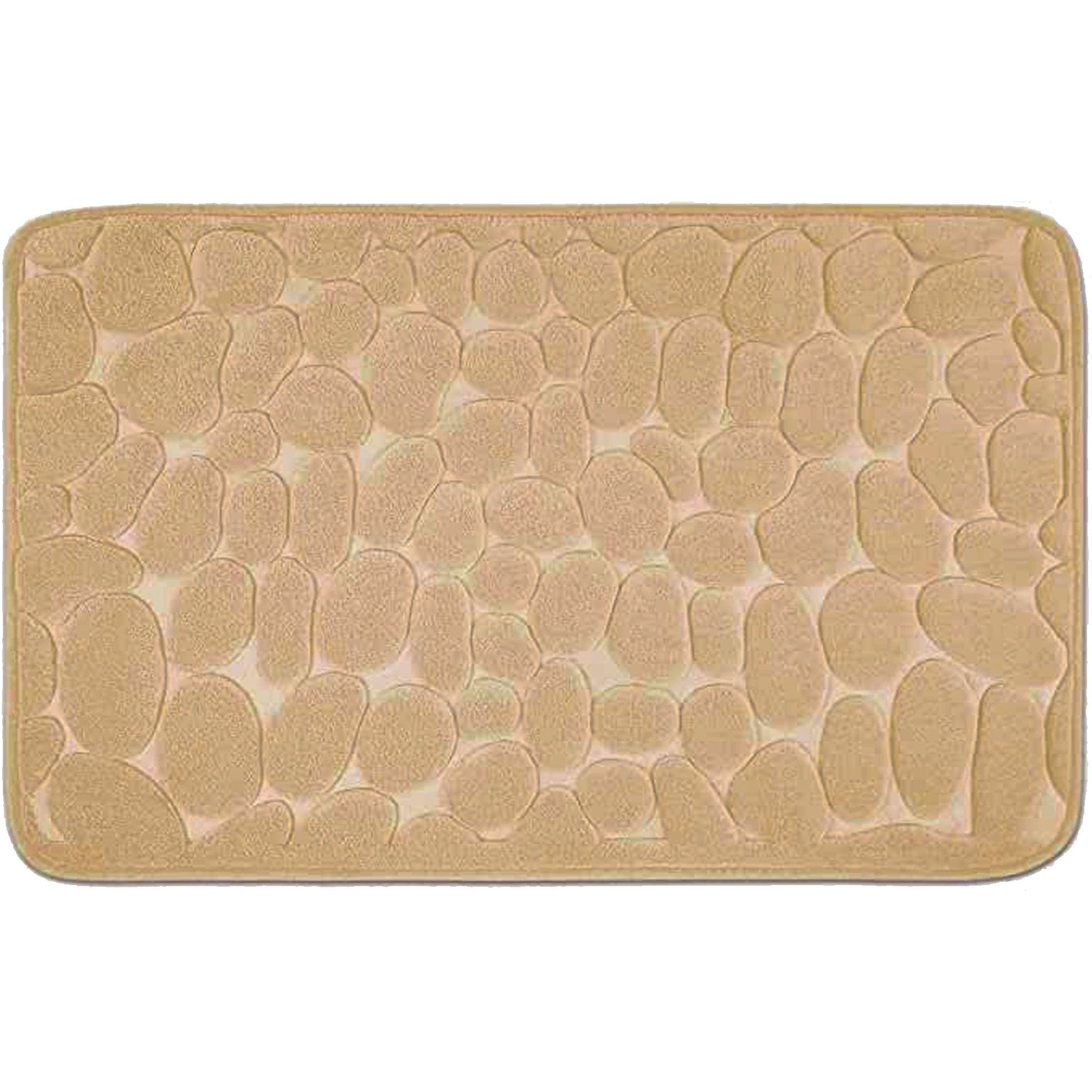Covoras pentru Baie Antiderapant, Klevo, Uscare Rapida, Model 3D Piatra, 40x60 cm, Bej