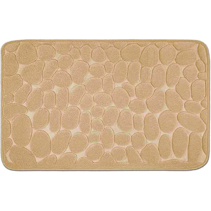 Covoras pentru Baie Antiderapant, Klevo, Uscare Rapida, Model 3D Piatra, 40x60 cm, Bej