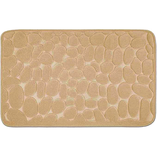 Covoras pentru Baie Antiderapant, Klevo, Uscare Rapida, Model 3D Piatra, 40x60 cm, Bej