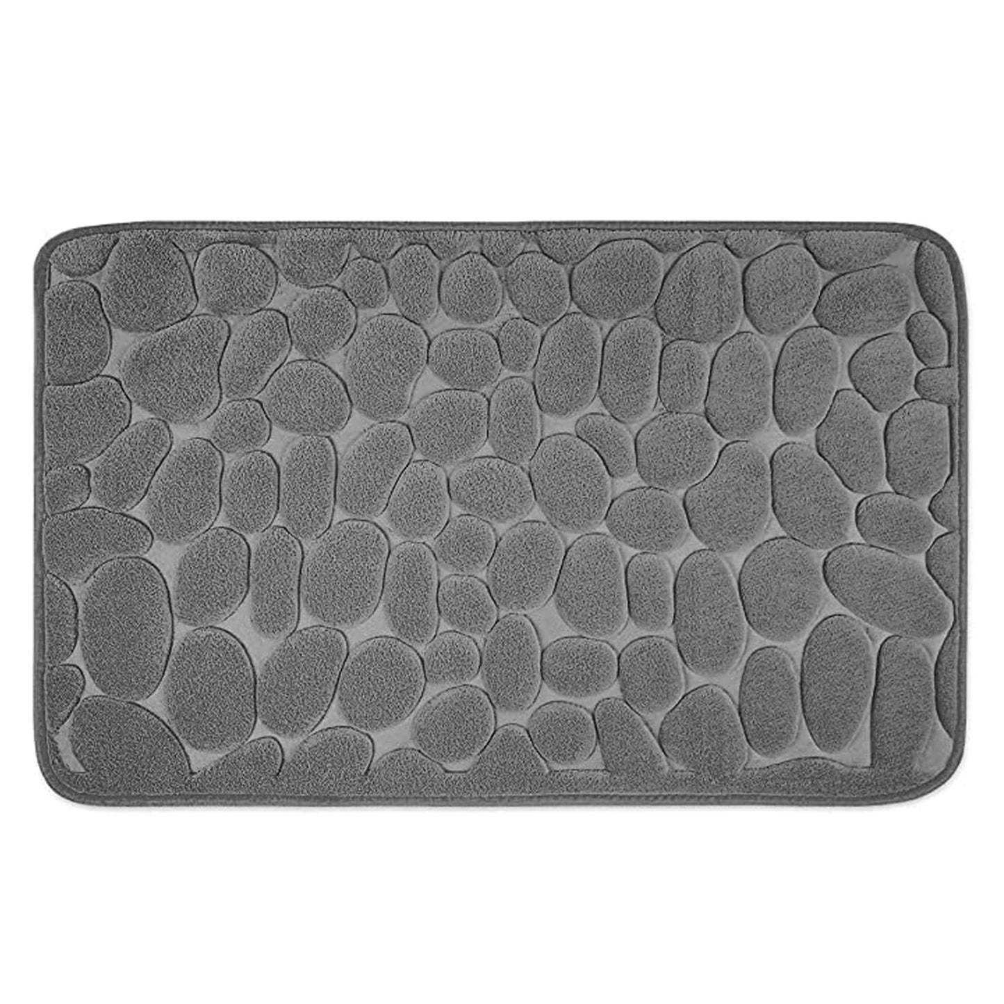 Covoras pentru Baie Antiderapant, Klevo, Uscare Rapida, Model 3D Piatra, 40x60 cm, Gri