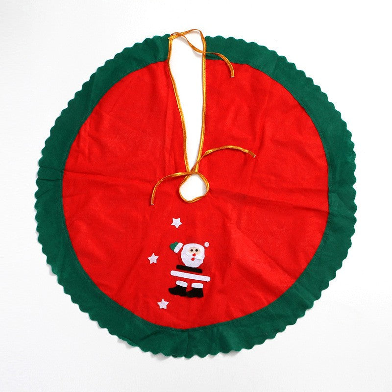 Covoras pentru Bradul de Craciun, Klevo, din Tesatura Pufoasa, cu Fundite de Prindere, Model Mos Craciun, Rosu/ Verde, Diametru 90 cm