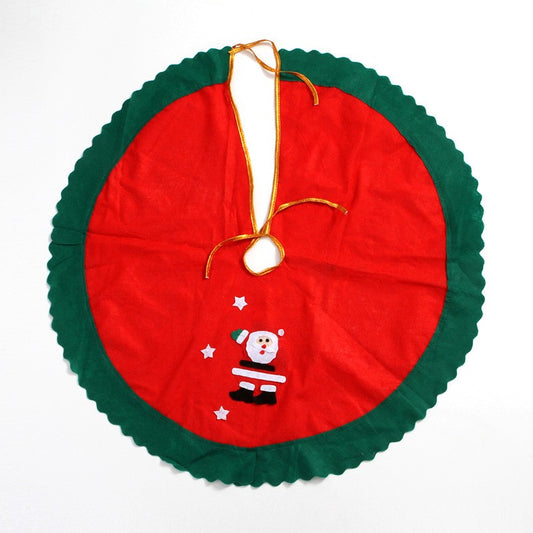 Covoras pentru Bradul de Craciun, Klevo, din Tesatura Pufoasa, cu Fundite de Prindere, Model Mos Craciun, Rosu/ Verde, Diametru 90 cm