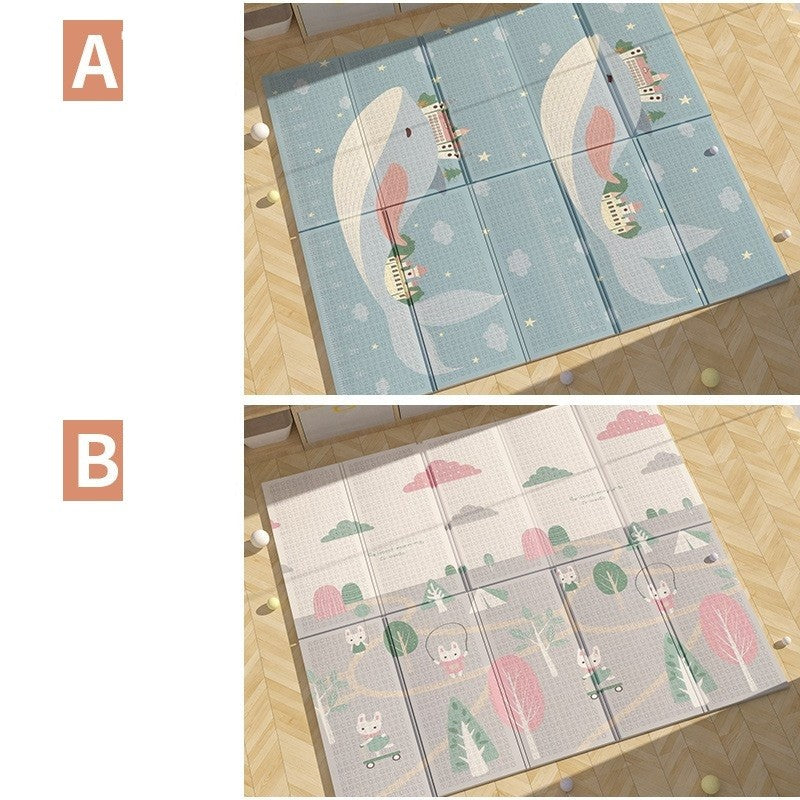Covoras pentru Copii, Klevo, cu 2 Fete, Model Balene/Iepurasi, din XPE+PE, Impermeabil, Antiderapant, Protectie Termica, +3 Luni, Pliabil, 150 x 200 x 1.5 cm, Multicolor