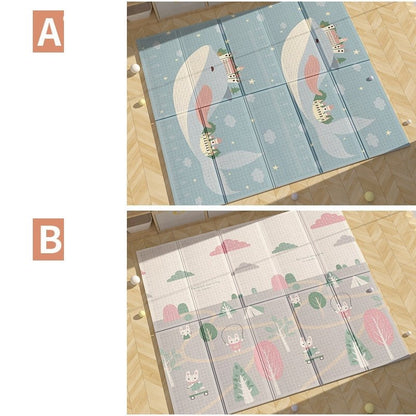 Covoras pentru Copii, Klevo, cu 2 Fete, Model Balene/Iepurasi, din XPE+PE, Impermeabil, Antiderapant, Protectie Termica, +3 Luni, Pliabil, 180 x 200 x 1.5 cm, Multicolor