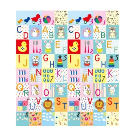 Covoras pentru Copii, Klevo, cu 2 Fete, Model Litere/Girafe, din XPE+PE, Impermeabil, Antiderapant, Protectie Termica, +3 Luni, Pliabil, 180 x 200 x 1 cm, Multicolor