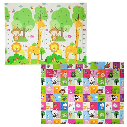Covoras pentru Copii, Klevo, cu 2 Fete, Model Safari/Animale, din XPE+PE, Impermeabil, Antiderapant, Protectie Termica, +3 Luni, Pliabil, 150 x 200 x 1 cm, Multicolor