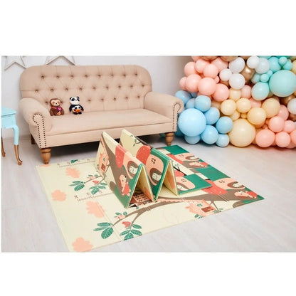 Covoras pentru Copii, Klevo, cu 2 Fete, Model Ursulet/Catelusi, din XPE+PE, Impermeabil, Antiderapant, Protectie Termica, +3 Luni, Pliabil, 150 x 200 x 1.5 cm, Multicolor