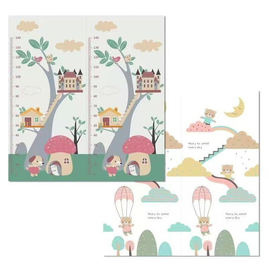 Covoras pentru Copii, Klevo, cu 2 Fete, Model Ursulet/Catelusi, din XPE+PE, Impermeabil, Antiderapant, Protectie Termica, +3 Luni, Pliabil, 150 x 200 x 1.5 cm, Multicolor