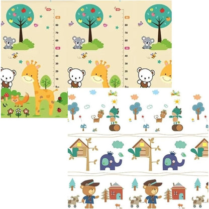 Covoras pentru Copii, Klevo, cu 2 Fete, Model ZOO/Ursulet, din XPE+PE, Impermeabil, Antiderapant, Protectie Termica, +3 Luni, Pliabil, 150 x 200 x 1.5 cm, Multicolor
