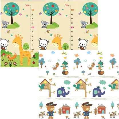 Covoras pentru Copii, Klevo, cu 2 Fete, Model ZOO/Ursulet, din XPE+PE, Impermeabil, Antiderapant, Protectie Termica, +3 Luni, Pliabil, 150 x 200 x 1.5 cm, Multicolor