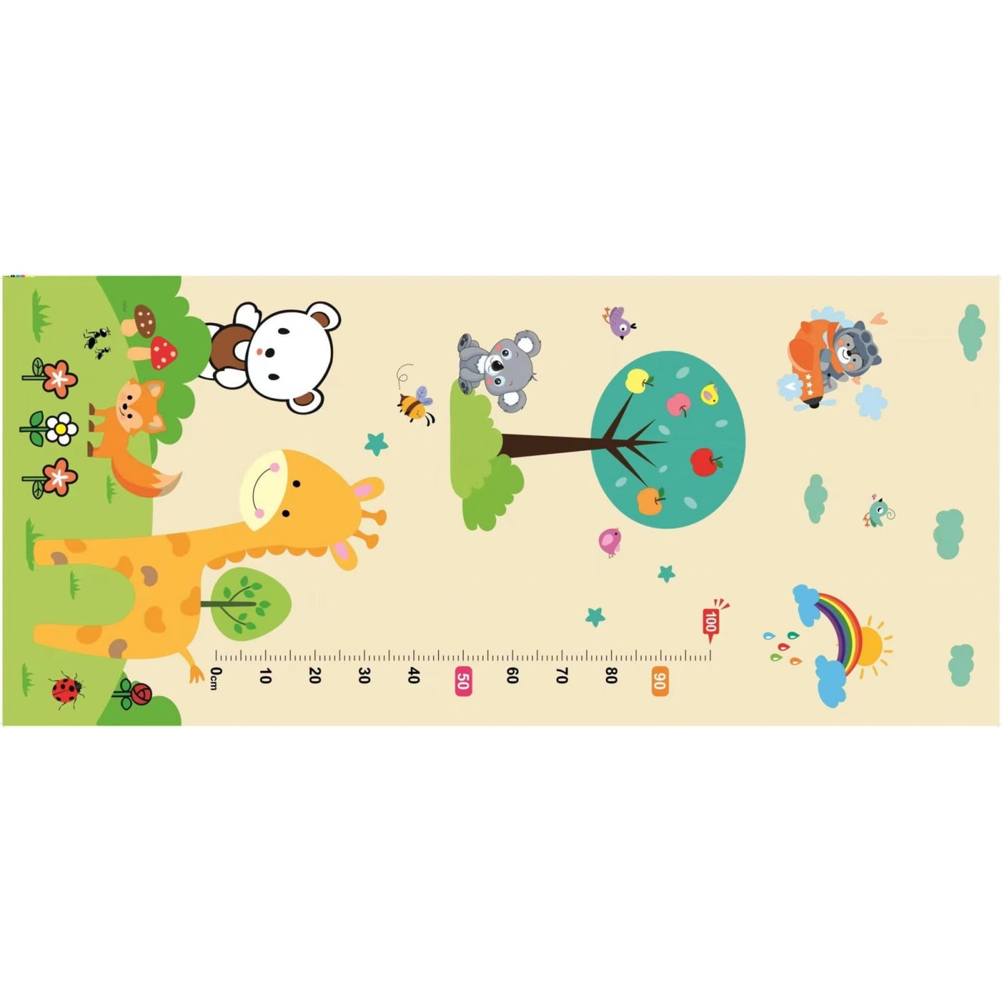 Covoras pentru Copii, Klevo, cu 2 Fete, Model ZOO/Ursulet, din XPE+PE, Impermeabil, Antiderapant, Protectie Termica, +3 Luni, Pliabil, 180 x 200 x 1.5 cm, Multicolor