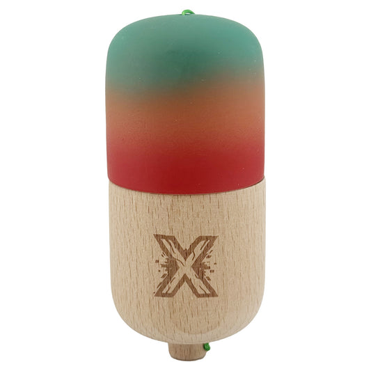 Kendama Pill X Originala, Klevo, Profesionala Model Rubber Grip Pilula, din Lemn, Varsta 9+, Ata 62/65 cm, 11 x 5 x 5 cm, Gradient