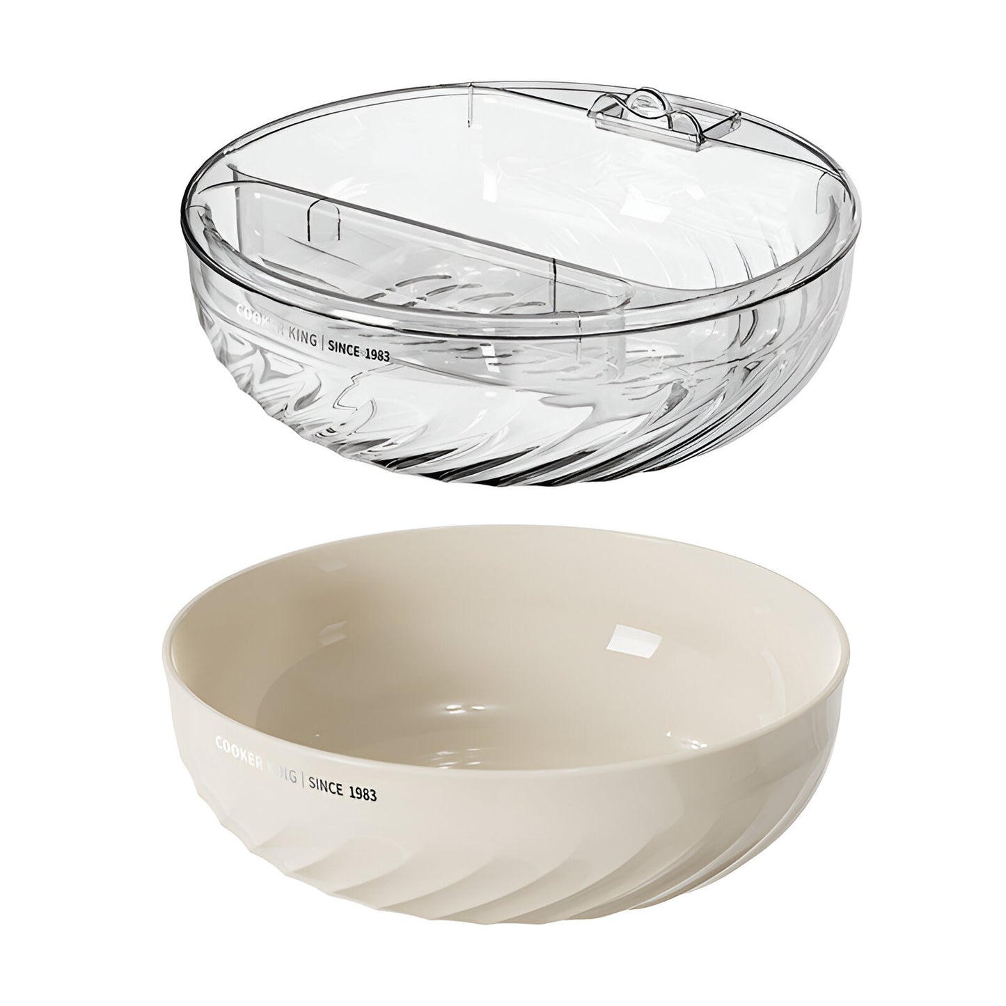 Bol cu Doua Straturi, Klevo, pentru Fructe, Legume, Snacks, cu Strat de Scurgere a Apei, Suport pentru Telefonul Mobil, 22.4x9 cm, Crem