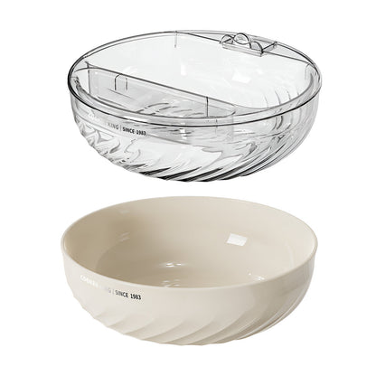 Bol cu Doua Straturi, Klevo, pentru Fructe, Legume, Snacks, cu Strat de Scurgere a Apei, Suport pentru Telefonul Mobil, 22.4x9 cm, Crem