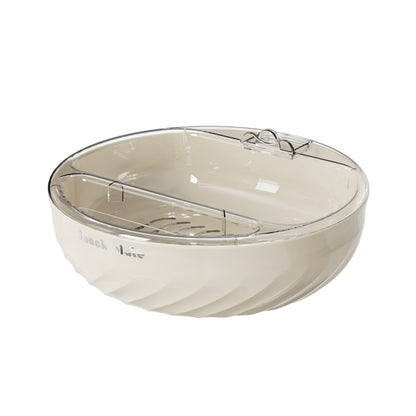 Bol cu Doua Straturi, Klevo, pentru Fructe, Legume, Snacks, cu Strat de Scurgere a Apei, Suport pentru Telefonul Mobil, 22.4x9 cm, Crem