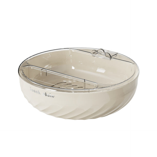 Bol cu Doua Straturi, Klevo, pentru Fructe, Legume, Snacks, cu Strat de Scurgere a Apei, Suport pentru Telefonul Mobil, 22.4x9 cm, Crem