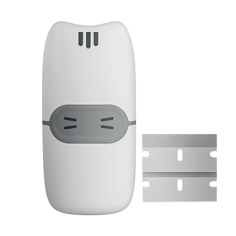 Mini Racleta de Curatare, Klevo, pentru Etichete, Adezivi, din ABS+ Metal, 2 Lame Incluse, Alb/Gri