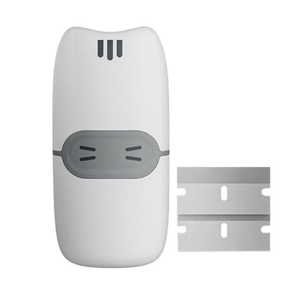 Mini Racleta de Curatare, Klevo, pentru Etichete, Adezivi, din ABS+ Metal, 2 Lame Incluse, Alb/Gri