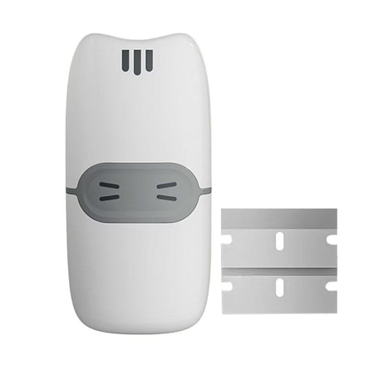 Mini Racleta de Curatare, Klevo, pentru Etichete, Adezivi, din ABS+ Metal, 2 Lame Incluse, Alb/Gri