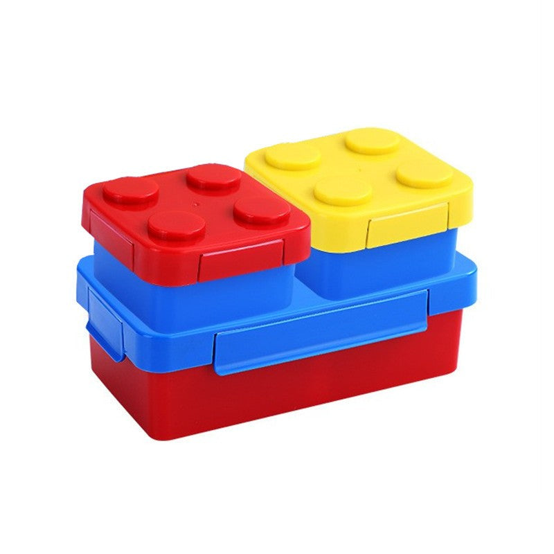 Set caserole pentru pranz interactive, Klevo, cuburi de construit, plastic, multicolor