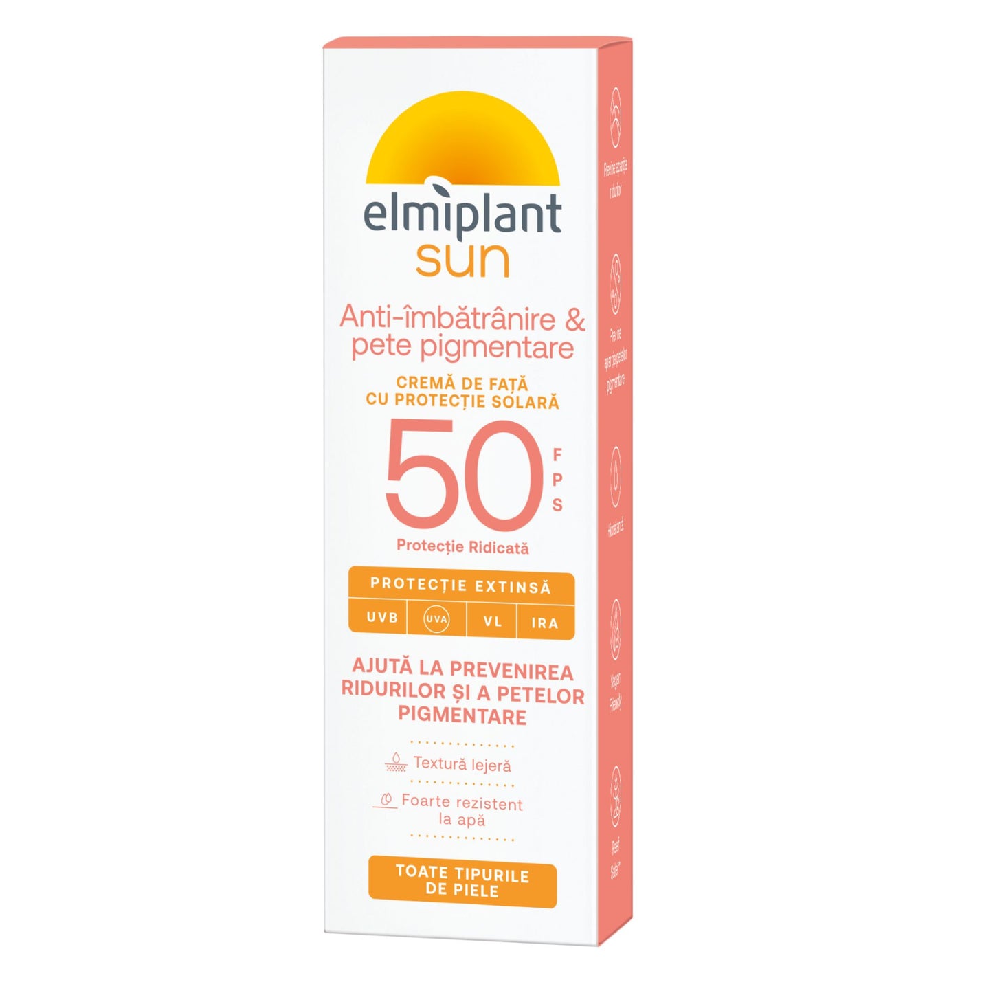 Crema de Fata Pentru Protectie Solara Anti-Pete SPF 50, Elmiplant Sun, 50 ml