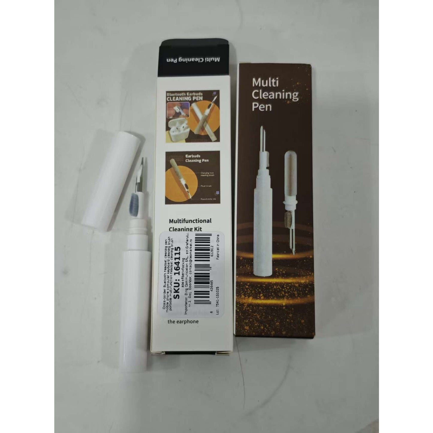 Kit de Curatare Casti 3in1, Klevo, Multifunctional, din ABS, 10.6 x 1.3 x 1.3 cm, Alb