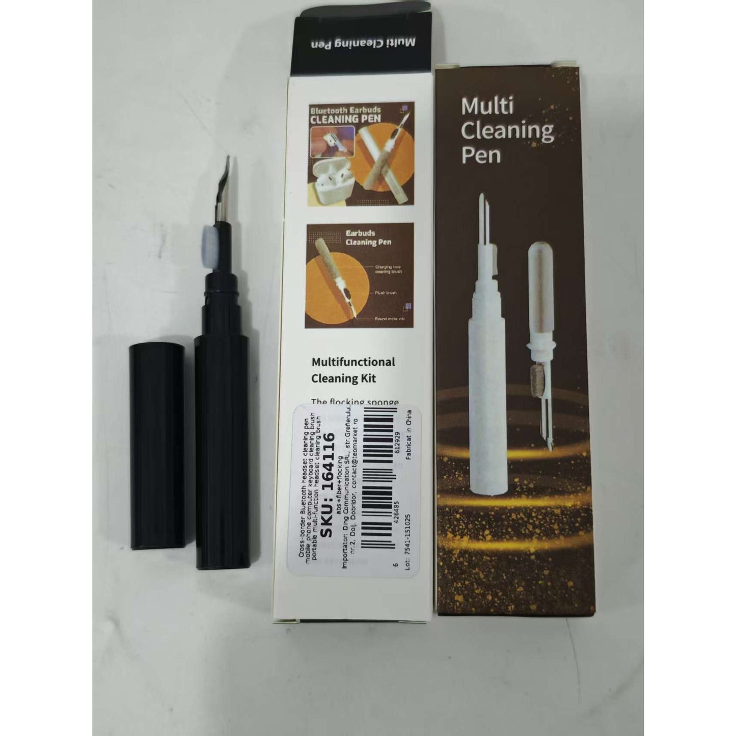 Kit de Curatare Casti 3in1, Klevo, Multifunctional, din ABS, 10.6 x 1.3 x 1.3 cm, Negru