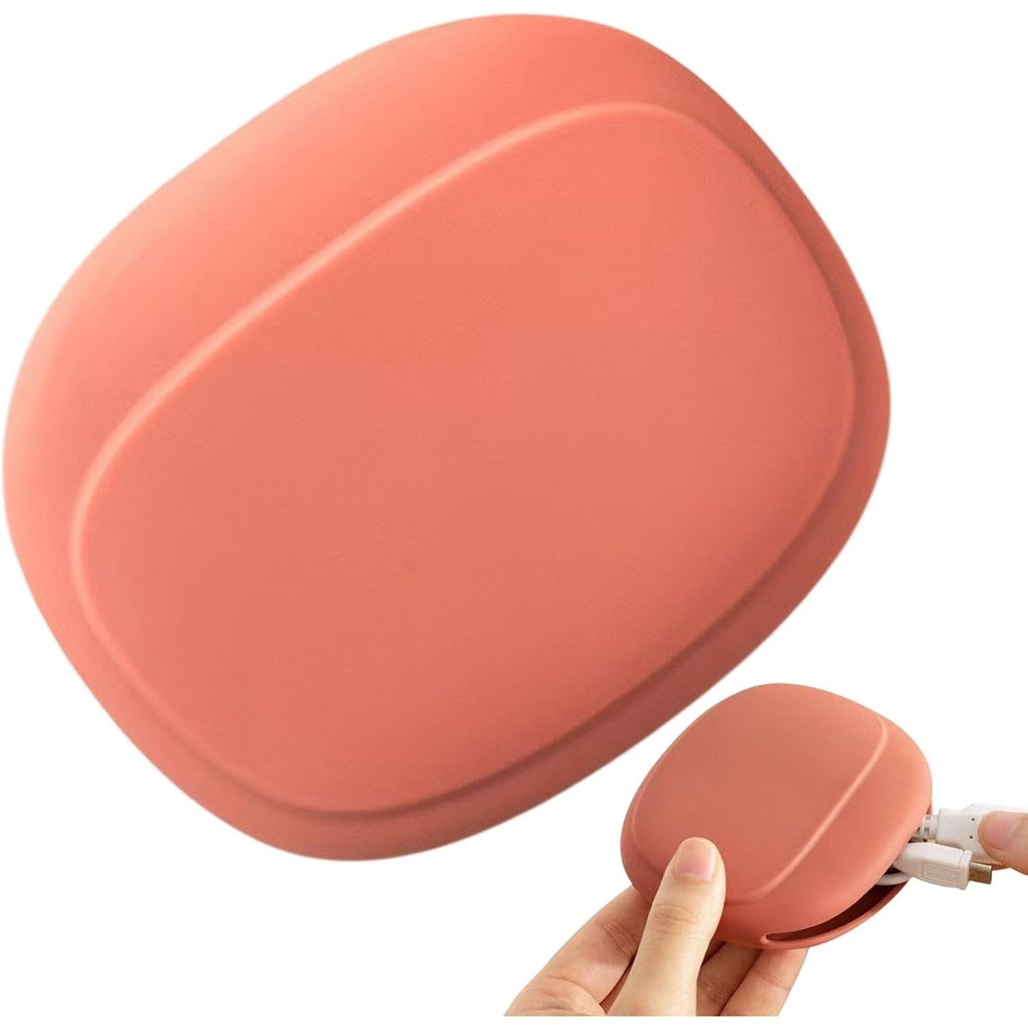 Husa din Silicon, Klevo, pentru Casti, Cabluri, Portabil, 8.5 x 10 x 2 cm, Rosu Oranj
