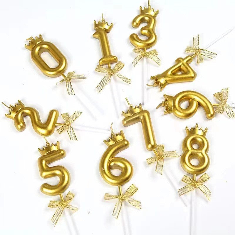Lumanare pentru Tort Cifra 8, Model Coroana, Gold, Klevo, Party