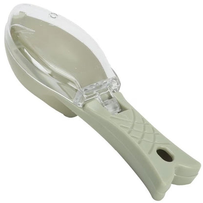 Curatator Manual Solzi de Peste, Klevo, Forma Peste , Recipient cu Capcac pentru Solzi, Plastic, Verde deschis, 16x6 cm