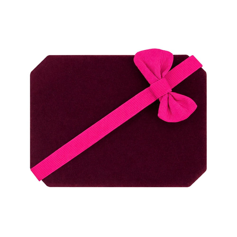 Cutie de Bijuterii, Klevo, Exterior Catifea Grena cu Funda Roz, pentru Ocazii Speciale, 100x75x35 mm, Design Elegant