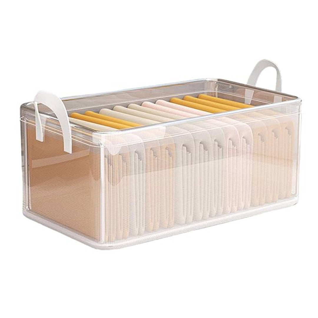 Cutie container de depozitare din PVC, Klevo, de stocare, Dimensiuni multiple, Accesoriu robust pentru organizarea de uz casnic, volum 26L, 47 x 28 x 20 cm, Transparenta