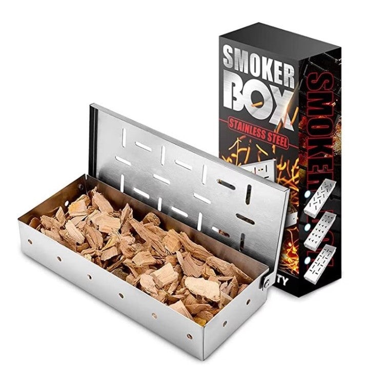 Cutie de afumator pentru gratar Klevo, Inox, 9.6x4.4x22.2 cm, Argintiu